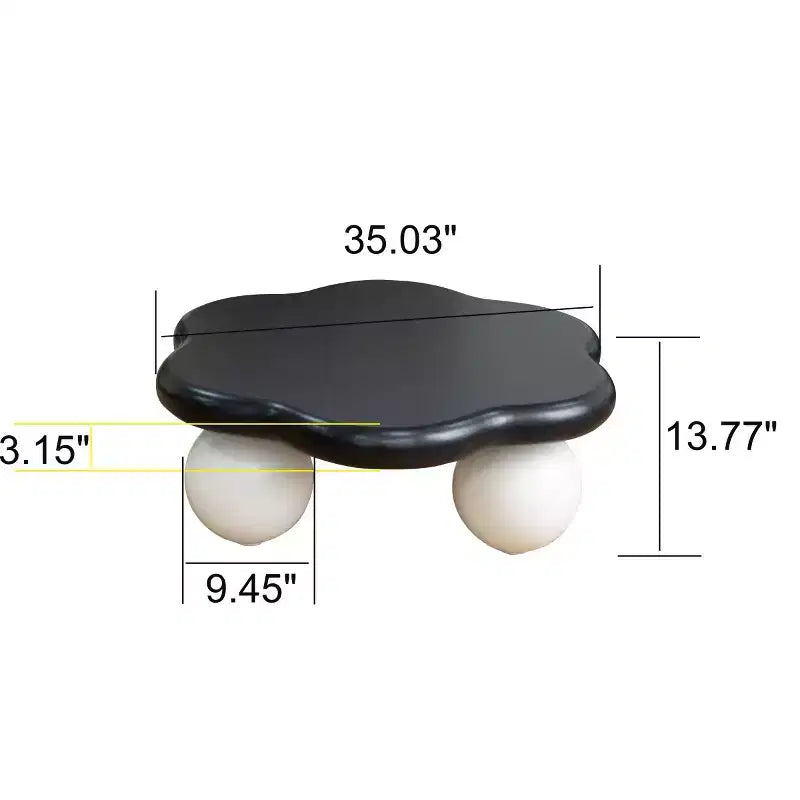 Tavolino da Caffè Moderno a Forma di Nuvola da 35", Tavolino Minimalista con Gambe Sferiche, Tavolino Piccolo per Soggiorno o Appartamento