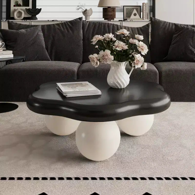 Tavolino da Caffè Moderno a Forma di Nuvola da 35", Tavolino Minimalista con Gambe Sferiche, Tavolino Piccolo per Soggiorno o Appartamento