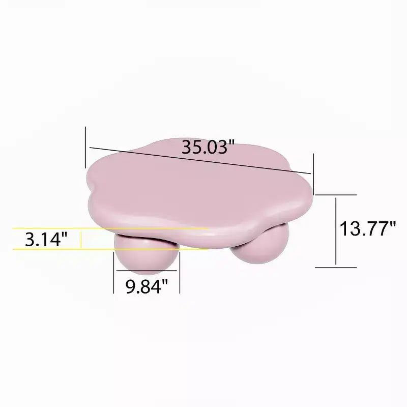 Tavolino da Caffè Moderno a Forma di Nuvola da 35", Tavolino Minimalista con Gambe Sferiche, Tavolino Piccolo per Soggiorno o Appartamento