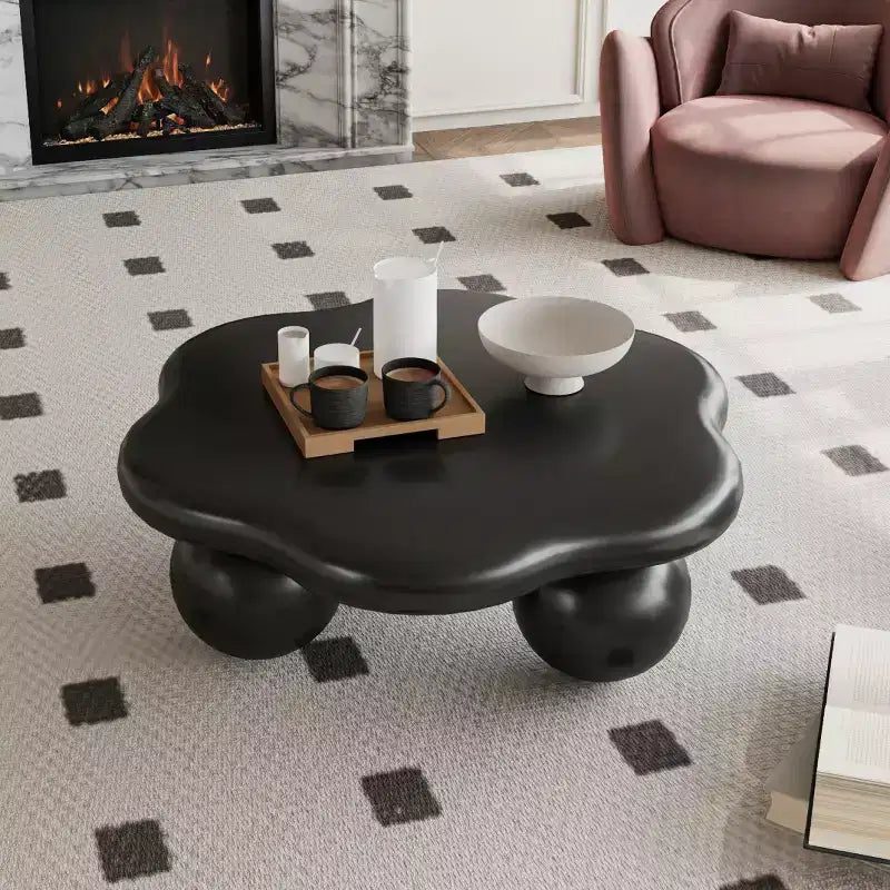 Tavolino da Caffè Moderno a Forma di Nuvola da 35", Tavolino Minimalista con Gambe Sferiche, Tavolino Piccolo per Soggiorno o Appartamento