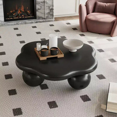 Tavolino da Caffè Moderno a Forma di Nuvola da 35", Tavolino Minimalista con Gambe Sferiche, Tavolino Piccolo per Soggiorno o Appartamento