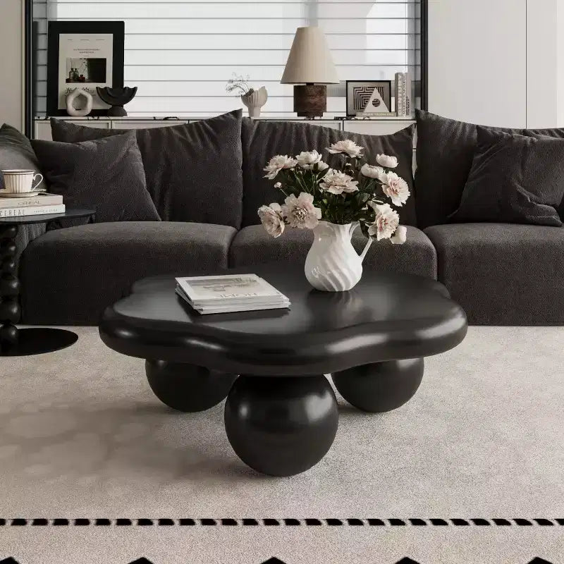 Tavolino da Caffè Moderno a Forma di Nuvola da 35", Tavolino Minimalista con Gambe Sferiche, Tavolino Piccolo per Soggiorno o Appartamento