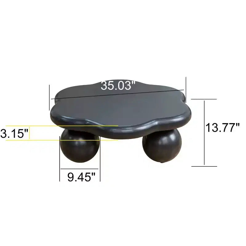 Tavolino da Caffè Moderno a Forma di Nuvola da 35", Tavolino Minimalista con Gambe Sferiche, Tavolino Piccolo per Soggiorno o Appartamento