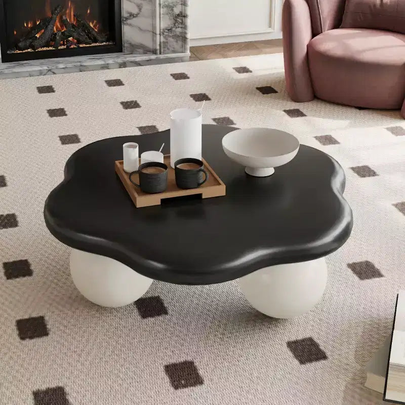 Tavolino da Caffè Moderno a Forma di Nuvola da 35", Tavolino Minimalista con Gambe Sferiche, Tavolino Piccolo per Soggiorno o Appartamento