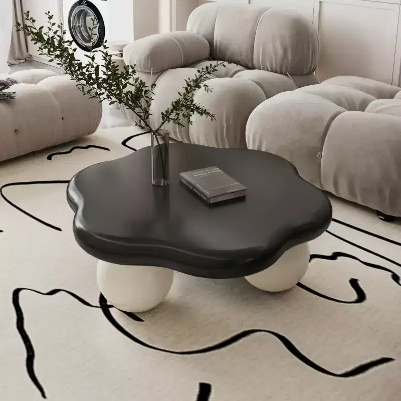 Tavolino da Caffè Moderno a Forma di Nuvola da 35", Tavolino Minimalista con Gambe Sferiche, Tavolino Piccolo per Soggiorno o Appartamento