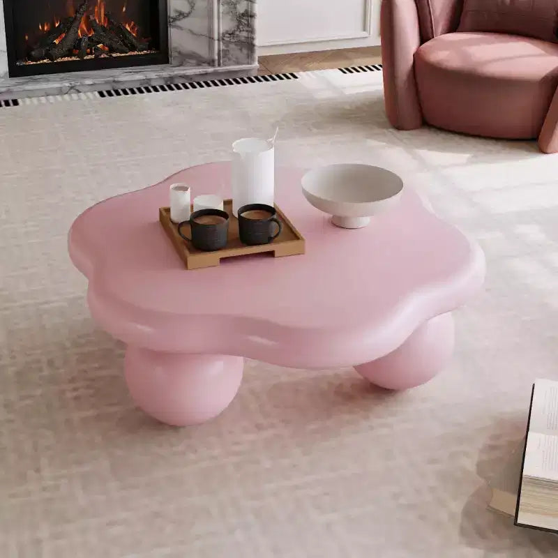 Tavolino da Caffè Moderno a Forma di Nuvola da 35", Tavolino Minimalista con Gambe Sferiche, Tavolino Piccolo per Soggiorno o Appartamento