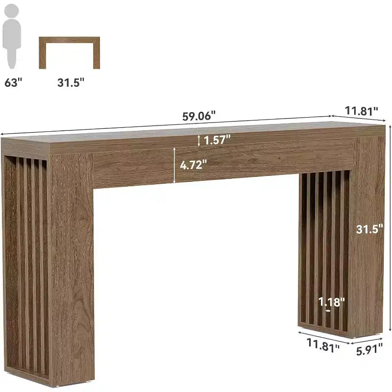 Tavolo Consolle per Ingresso, Tavolo Lungo e Stretto da 59 pollici Stile Fattoria per Divano, Dietro il Divano, Corridoio, Ingresso, Soggiorno, Atrio, Noce