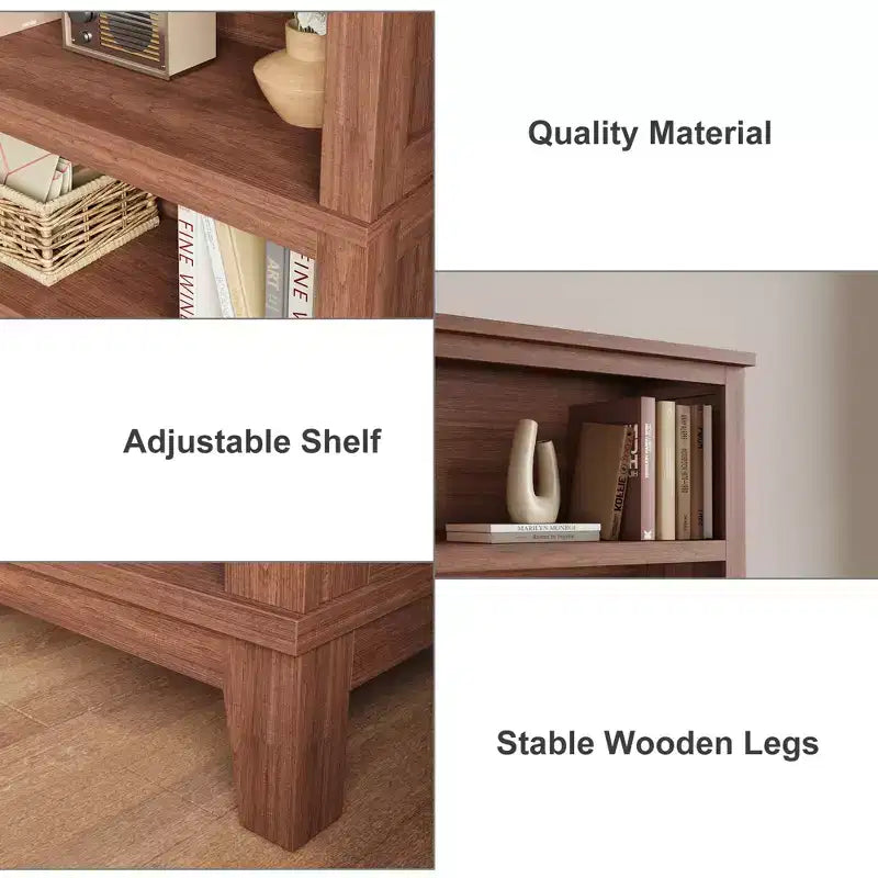 Libreria da fattoria alta 180 cm con ripiani regolabili, scaffale alto in legno a 5 ripiani con gambe robuste, per soggiorno, ufficio, camera da letto