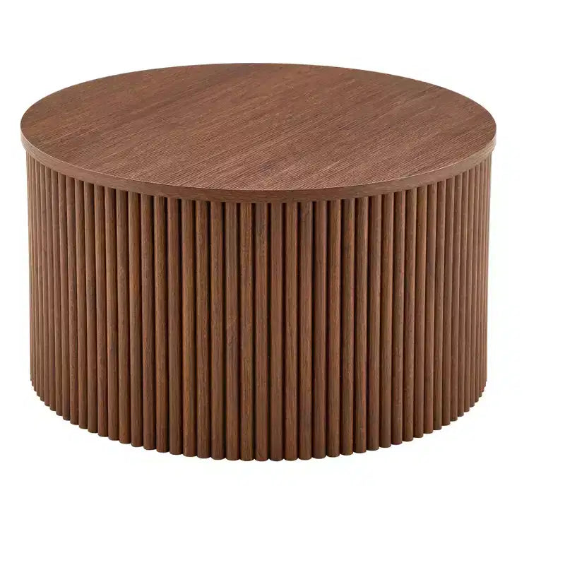 Set di 2 tavolini impilabili con design a colonna romana e contenitore nascosto, finitura effetto legno per soggiorno