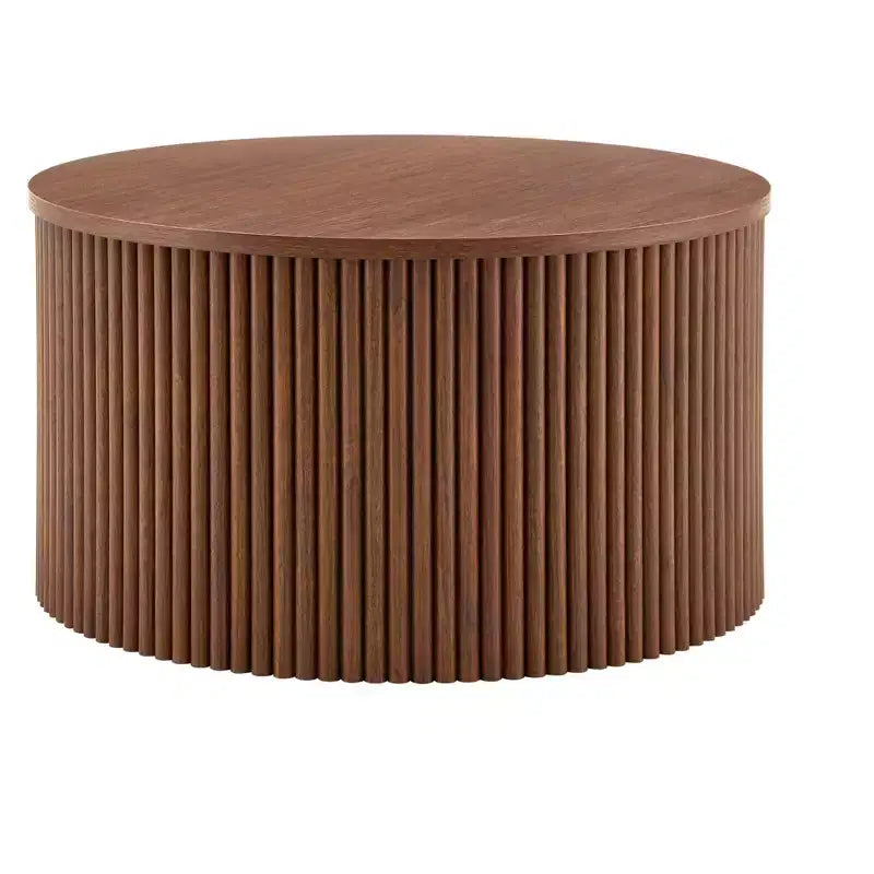Set di 2 tavolini impilabili con design a colonna romana e contenitore nascosto, finitura effetto legno per soggiorno