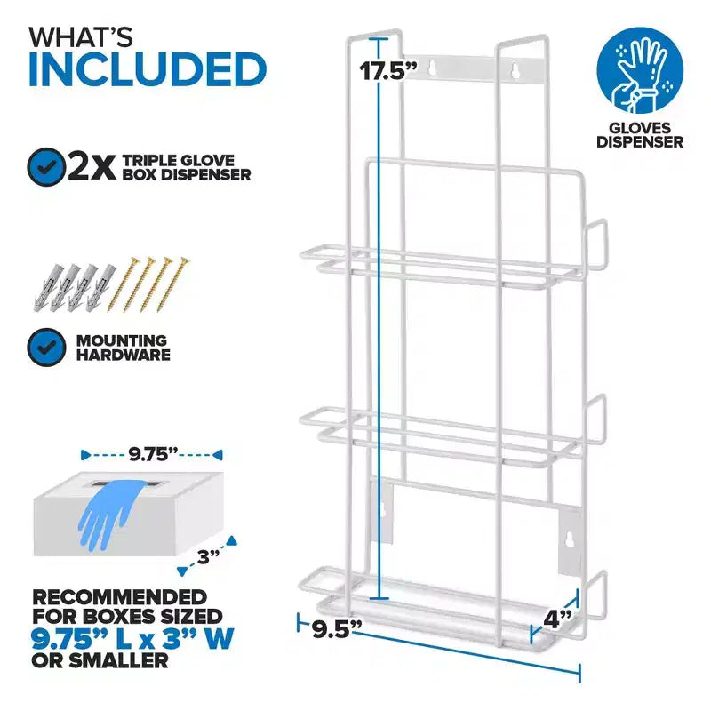 Dispenser triplo di guanti Stock Your Home - Bianco (confezione da 10)