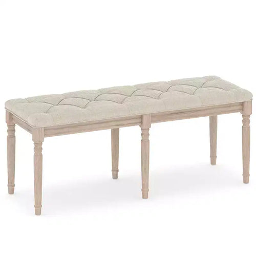 Costway 1/2 PCS 47.5 End of Bed Bench w/ Tufted Decoration & Antiqued Legs for Living Room