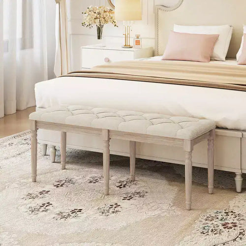 1/2 pz Panca da fondo letto da 47,5 cm con decorazione trapuntata e gambe anticate per soggiorno