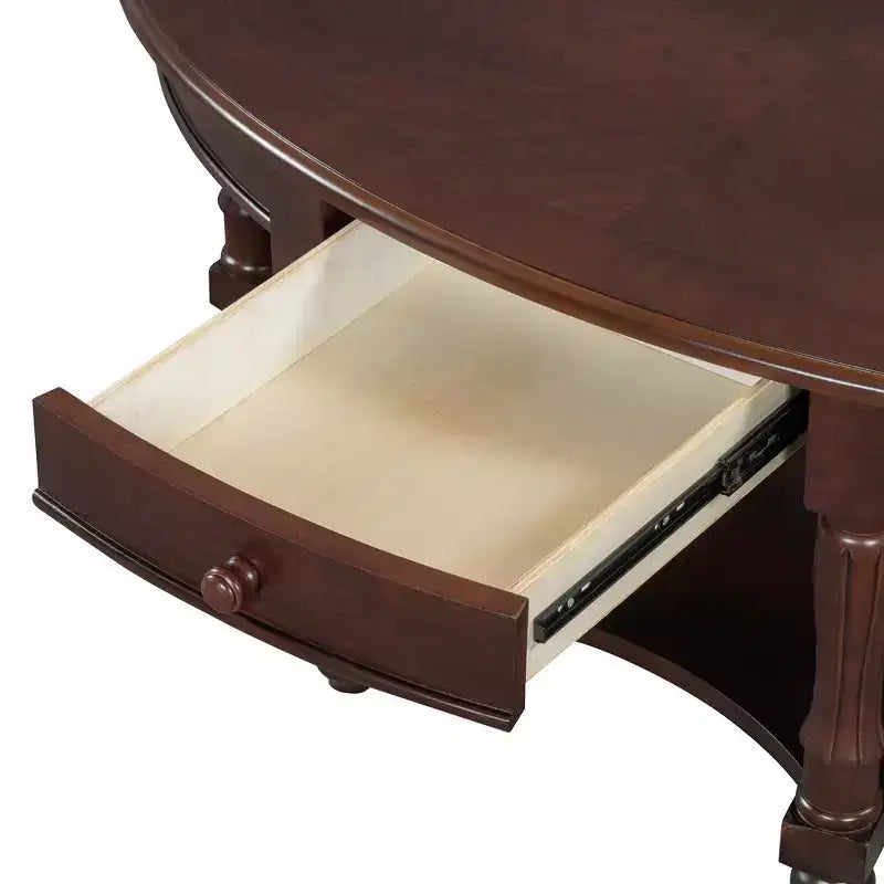 Tavolino Ovale da Salotto Francese in Stile Vintage con Cassetto e Ripiano Inferiore