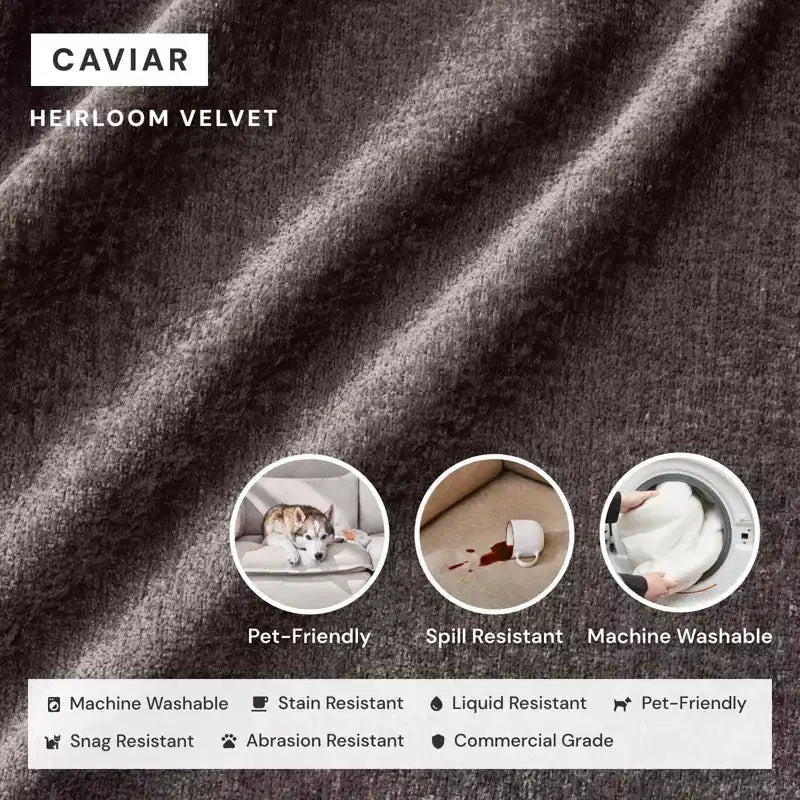 Divano componibile Anabei modulare e lavabile a 5 posti con terminali aperti e pouf - Seduta Memorix+ e cuscino Contour