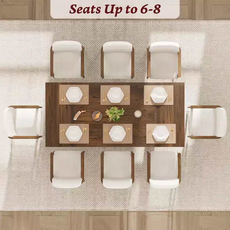 Tavolo da pranzo in legno da 180 cm per 6-8 persone, tavolo da cucina rettangolare moderno stile farmhouse con gambe in legno uniche, piano spesso, struttura robusta, per sala da pranzo