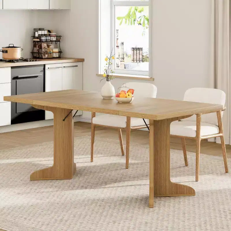 Tavolo da pranzo in legno da 180 cm per 6-8 persone, tavolo da cucina rettangolare moderno stile farmhouse con gambe in legno uniche, piano spesso, struttura robusta, per sala da pranzo