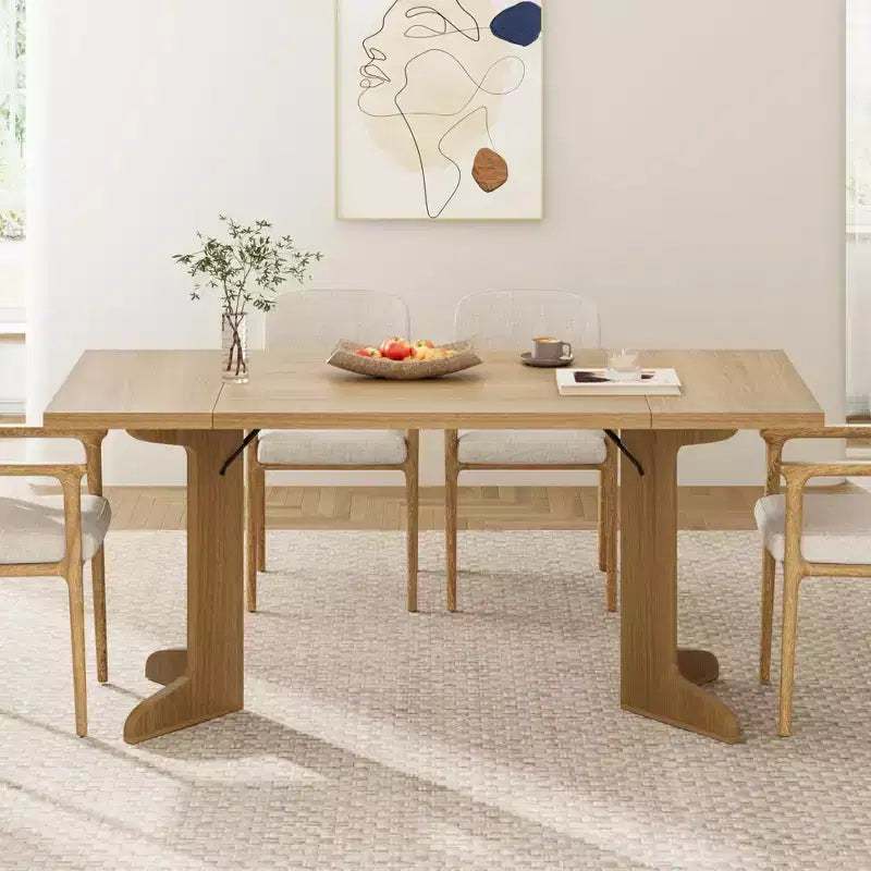 Tavolo da pranzo in legno da 180 cm per 6-8 persone, tavolo da cucina rettangolare moderno stile farmhouse con gambe in legno uniche, piano spesso, struttura robusta, per sala da pranzo