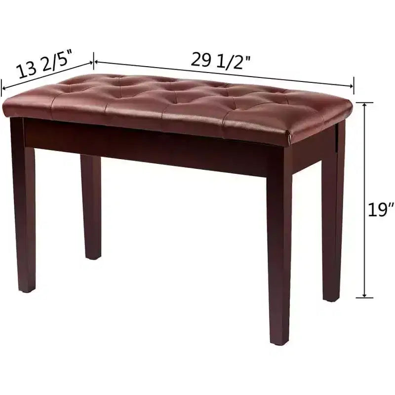 Pulsante marrone - Sgabello per pianoforte con contenitore