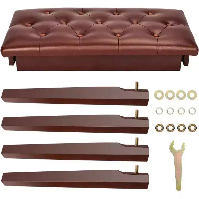 Pulsante marrone - Sgabello per pianoforte con contenitore