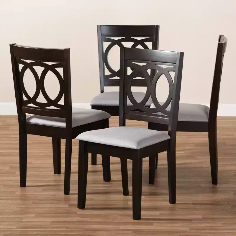 Set di 4 sedie da pranzo in legno rifinito Lenoir grigio