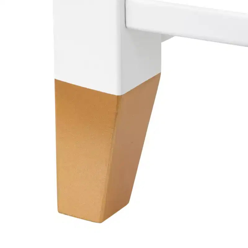 Tavolino Rena Bianco: Stile Moderno Mid-Century con Cassetto Contenitore e Ripiano Inferiore