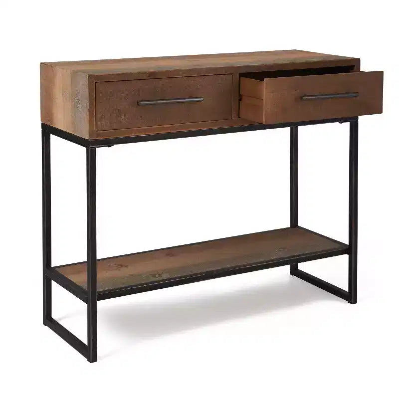 Morris Console Table Marrone - : Finitura anticata moderna, larghezza 36", forma rettangolare per ingresso, struttura in legno
