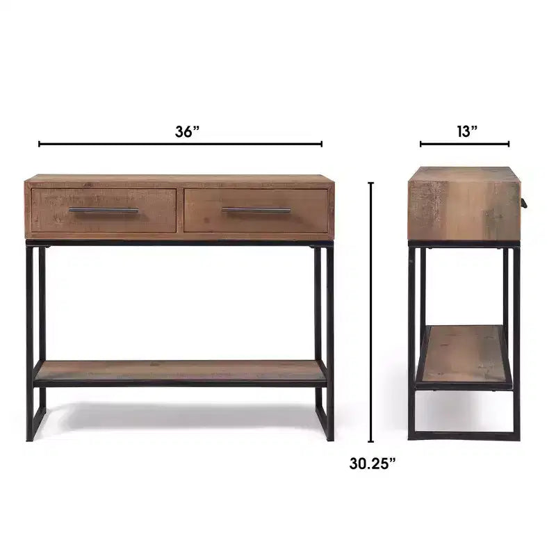 Morris Console Table Marrone - : Finitura anticata moderna, larghezza 36", forma rettangolare per ingresso, struttura in legno