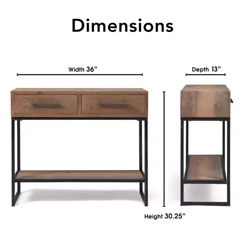 Morris Console Table Marrone - : Finitura anticata moderna, larghezza 36", forma rettangolare per ingresso, struttura in legno