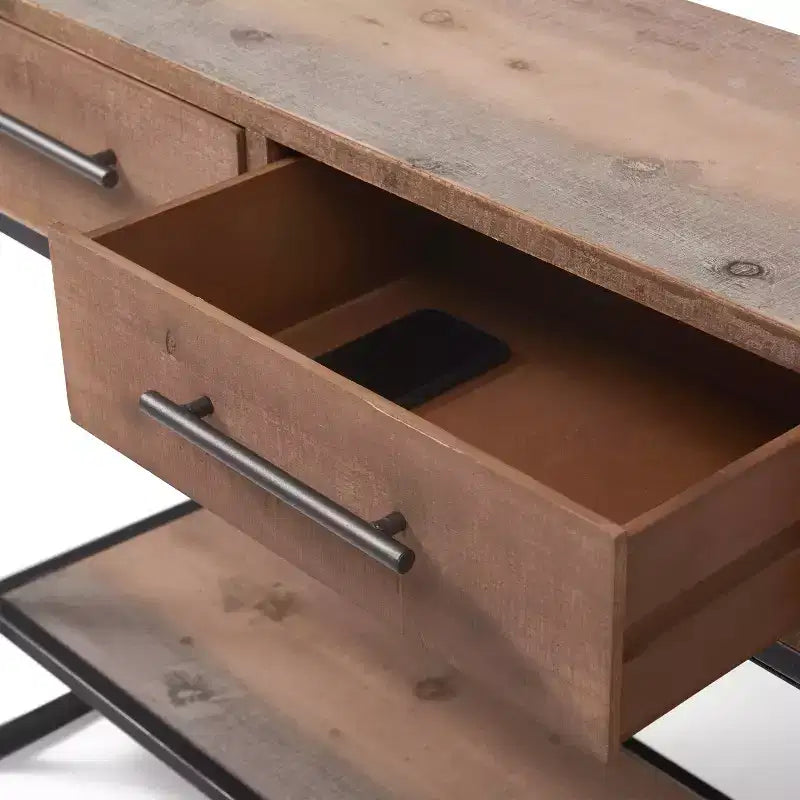 Morris Console Table Marrone - : Finitura anticata moderna, larghezza 36", forma rettangolare per ingresso, struttura in legno