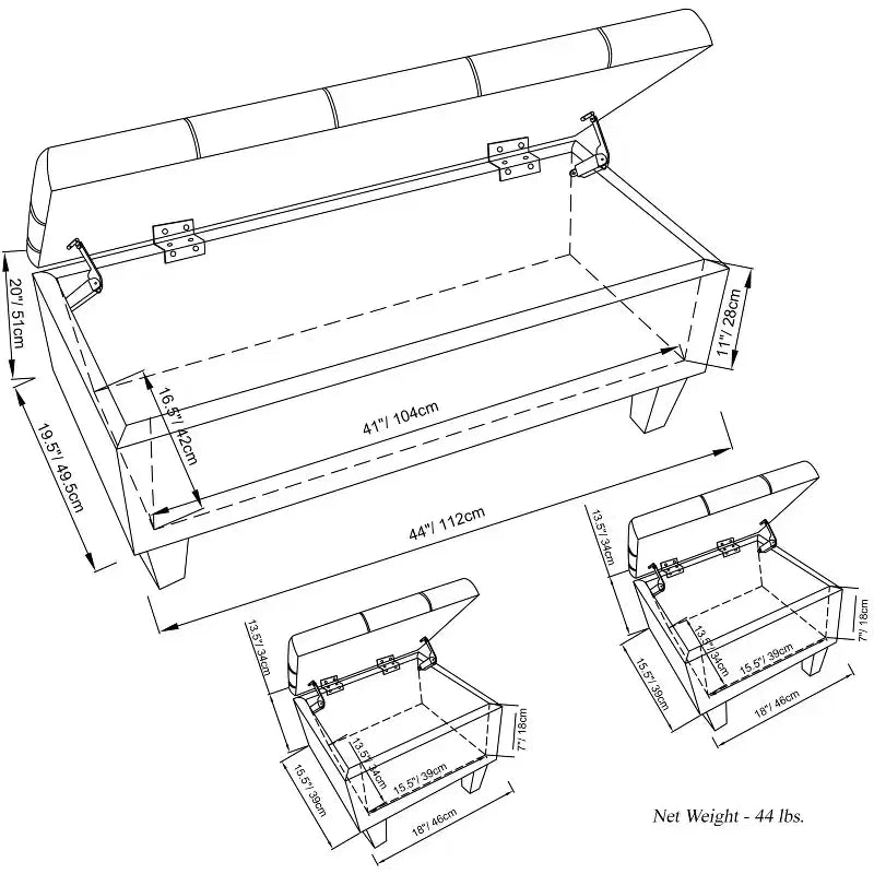 3 pz 44 Pouf contenitore Lancaster