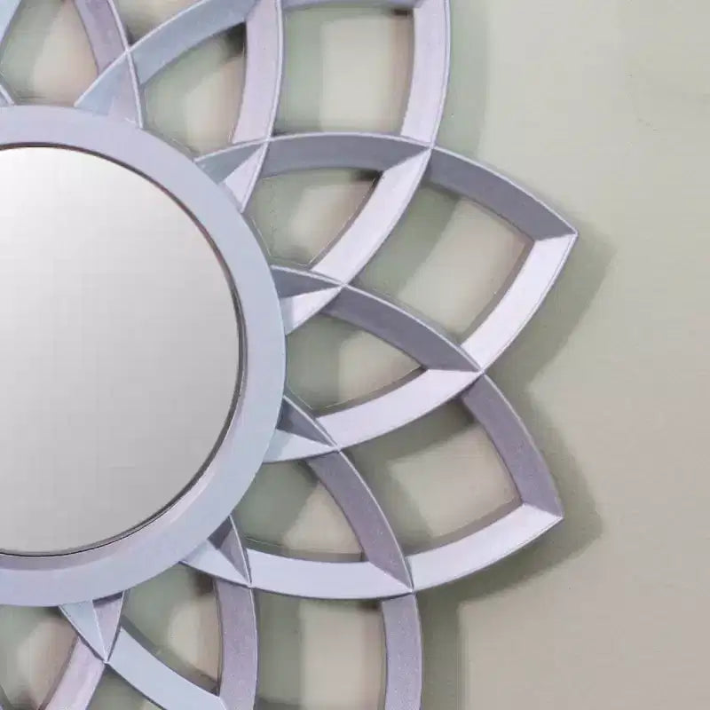 Set di 3 specchi floreali a forma di arco, argento opaco, decorazione da parete 10